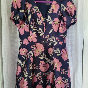 Vince Camuto Blue Floral Cocktail Dress Size 16 with Side Pockets! NWT